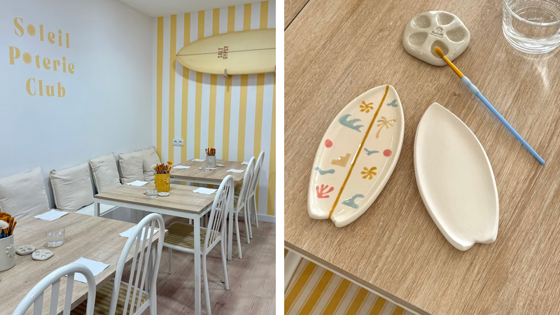 Atelier peinture sur céramique chez Soleil café céramique